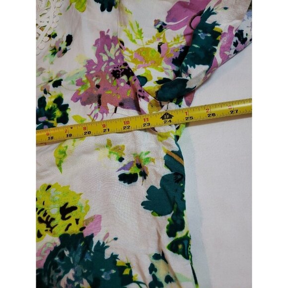 Premise Womens Belize City Floral Lace-Trim Tunic Top Linen/Rayon Blend Size XXL - Picture 9 of 16